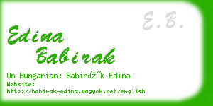 edina babirak business card